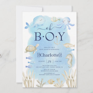 Invitation Fête de Naissance Sous l'Océan pour Garçon
