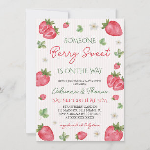 Invitation Fête de naissance Strawberry Berry Sweet Girl Bébé
