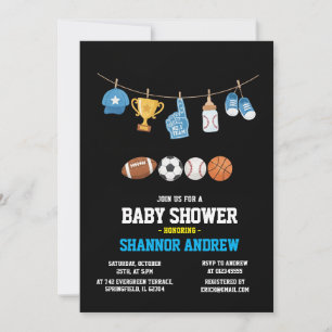 Invitation Fête de naissance sur le thème du sport moderne po