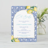 Invitation Fête de Naissance Thème Citrons Capri Bleu Oh Bébé (Debout devant)