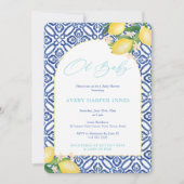 Invitation Fête de Naissance Thème Citrons Capri Bleu Oh Bébé (Devant)
