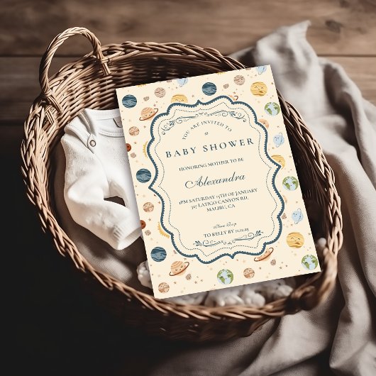 Invitation Fête de Naissance Thème Espace Fantaisiste