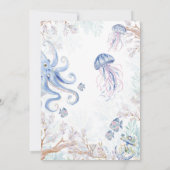 Invitation Fête de naissance thème faune marine côtière aquar (Dos)