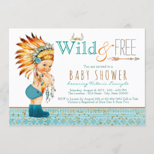Invitation Fête de naissance Tribal Boho Sauvage et Libre pou