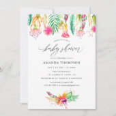 Invitation Fête de naissance tropicale d'été à l'aquarelle (Devant)