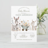 Invitation Fête de naissance unisexe Bébé Ânes | (Debout devant)