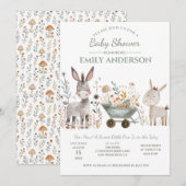 Invitation Fête de naissance unisexe Bébé Ânes | (Devant / Derrière)