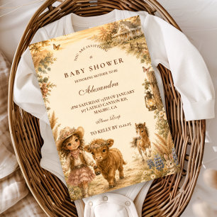 Invitation Fête de naissance Western Boho pour fille