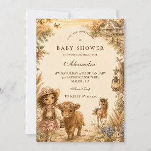 Invitation Fête de naissance Western Boho pour fille