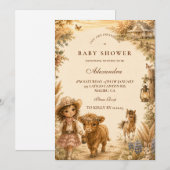 Invitation Fête de naissance Western Boho pour fille (Devant / Derrière)