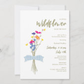 Invitation Fête de naissance Wildflowers Bébé | Ruban Gingham (Devant)
