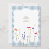 Invitation Fête de naissance Wildflowers Bébé | Ruban Gingham (Dos)