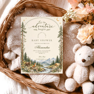 Invitation Fête de naissance Woodland - Que l'aventure commen