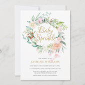 Invitation Fête de naissance Woodland Roses Gold Script (Devant)