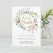 Invitation Fête de naissance Woodland Roses Gold Script (Debout devant)