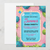 Invitation Fête de natation colorée d'été (Devant / Derrière)