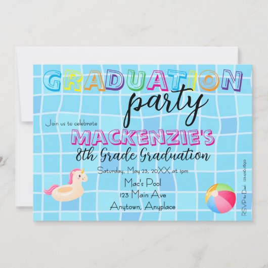 Invitation Fête de natation de fin d'études (Devant)