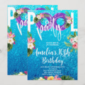 Invitation Fête de natation, Fête d'anniversaire de piscine d (Devant / Derrière)