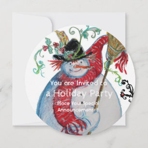 INVITATION FÊTE DE NEIGE AVEC OISEAUX FÊTE D'HIVER