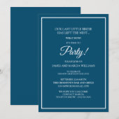 Invitation Fête de nid vide bleu marine blanc (Devant / Derrière)