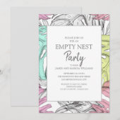 Invitation Fête de nid vide feuille tropicale gris sarcelle r (Devant / Derrière)