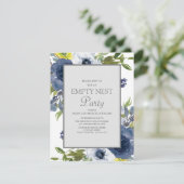 Invitation Fête de nid vide Fleurs Jaune Blanc Marine (Debout devant)