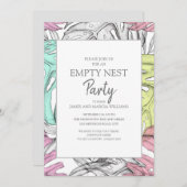 Invitation Fête de nid vierge Turquoise rose gris (Devant / Derrière)