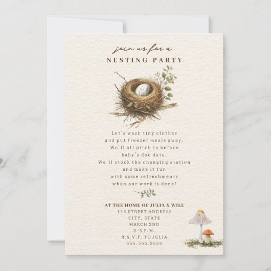 Invitation Fête de nidification Champignons de la forêt Neutr (Devant)