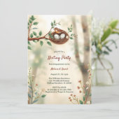 Invitation Fête de nidification des bois Baby shower d'oiseau (Debout devant)