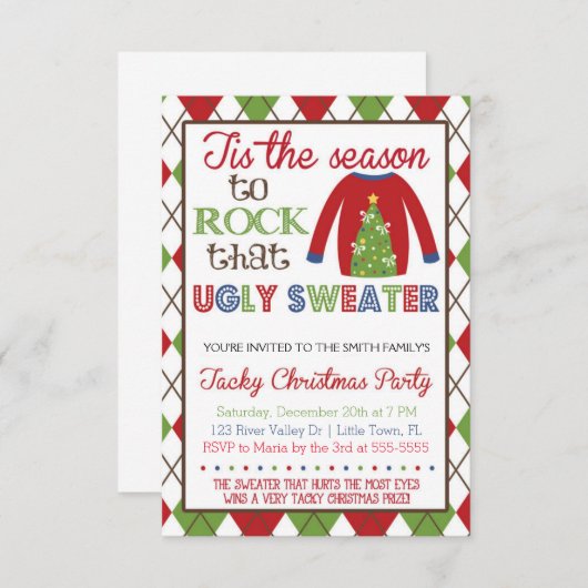 Invitation Fête de Noël (Devant / Derrière)