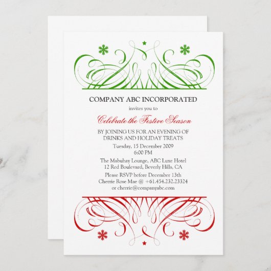 Invitation Fête de Noël (Devant / Derrière)
