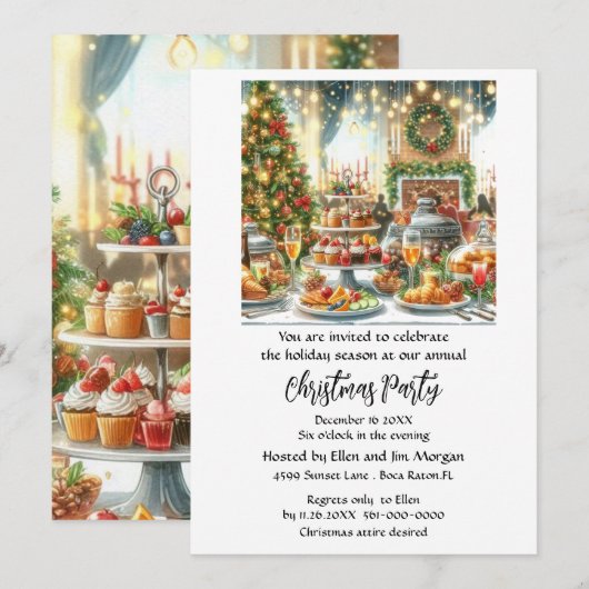 Invitation Fête de Noël (Devant / Derrière)
