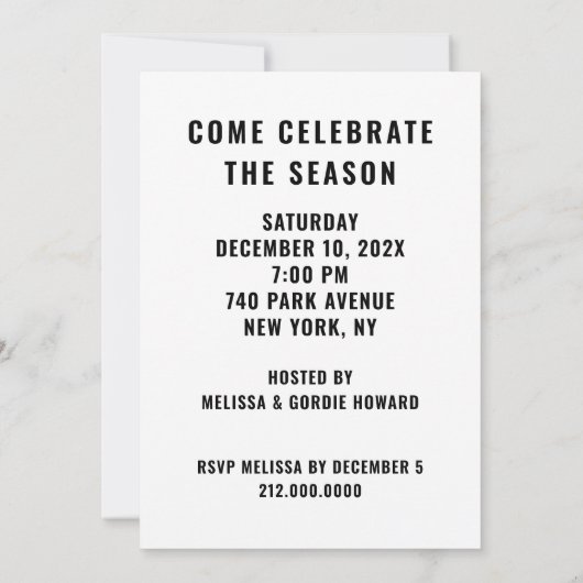 Invitation Fête de Noël (Dos)