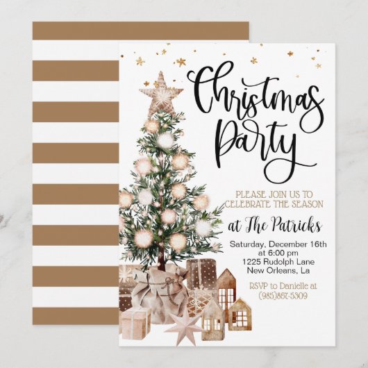 Invitation Fête de Noël (Devant / Derrière)