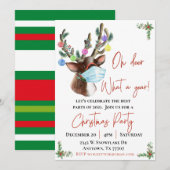 Invitation Fête de Noël 2021 Oh Deer Quelle Année  (Devant / Derrière)