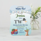 Invitation Fête de Noël 2 Anniversaire Père Noël Snowman DEUX (Debout devant)