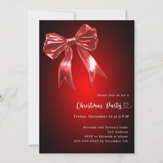 Invitation Fête de Noël à arc rouge (Devant)