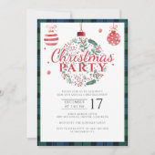 Invitation Fête de Noël à Carreaux Campagnard Tartan Campbell (Devant)