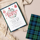 Invitation Fête de Noël à Carreaux Campagnard Tartan Campbell
