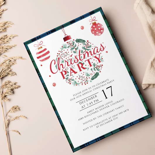 Invitation Fête de Noël à Carreaux Campagnard Tartan Campbell