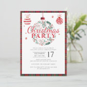 Invitation Fête de Noël à Carreaux Rustique Tartan Stewart (Debout devant)