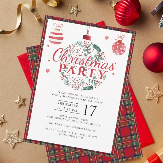 Invitation Fête de Noël à Carreaux Rustique Tartan Stewart