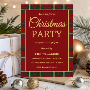 Invitation Fête de Noël à carreaux tartan Ralph Lauren