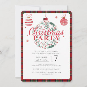 Invitation Fête de Noël à carreaux Tartan Stewart Élégant