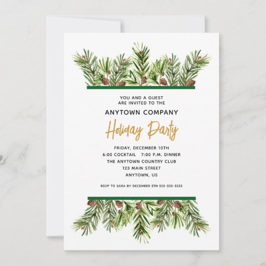 Invitation Fête de Noël à feuillage persistant (Devant)