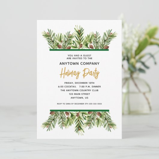 Invitation Fête de Noël à feuillage persistant (Debout devant)