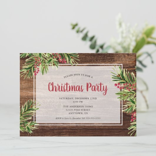 Invitation Fête de Noël À feuillage persistant (Debout devant)