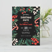 Invitation Fête de Noël à fleurs noires (Debout devant)