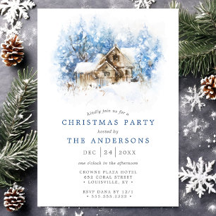 Invitation Fête de Noël à la campagne dans un chalet à l'aqua