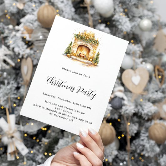 Invitation Fête de Noël à la cheminée
